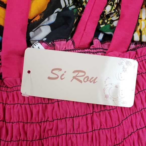 NWT Si Rou Smocked Pink Ombre Butterfly Mini Sundress Women's Size Medium - Picture 7 of 8